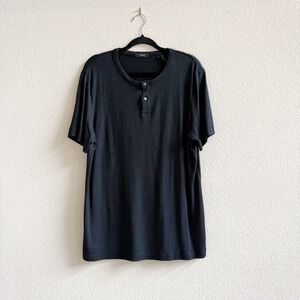 Theory Mens Gaskell H Anemone Henley Shirt Black Modal Blend XL 10199564